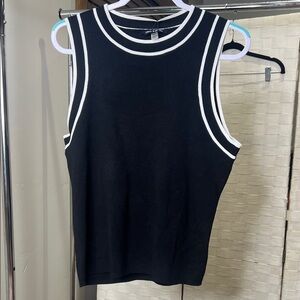 Cable & Gauge Black White Trim Sweater Vest Preppy Sleeveless Knit Top XL (NWT)